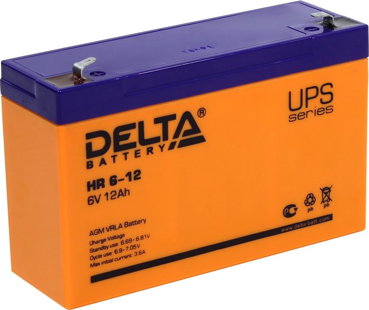 HR 6-12 - аккумулятор Delta DT 12ah 6V  